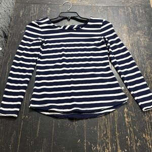 Talbots Navy and White Striped Long Sleeve Top